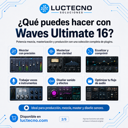 Waves Ultimate 16 v26.02 para Mac | Bundle profesional de plugins para mezcla y mastering