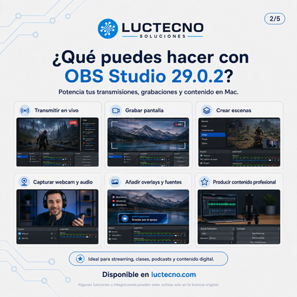 OBS Studio 29.0.2 para Mac | Grabación de pantalla, streaming y transmisión en vivo