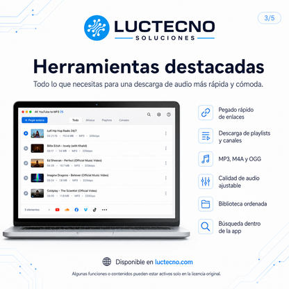 4K YouTube to MP3 25 para Mac | Convertidor de video a audio MP3, M4A y OGG