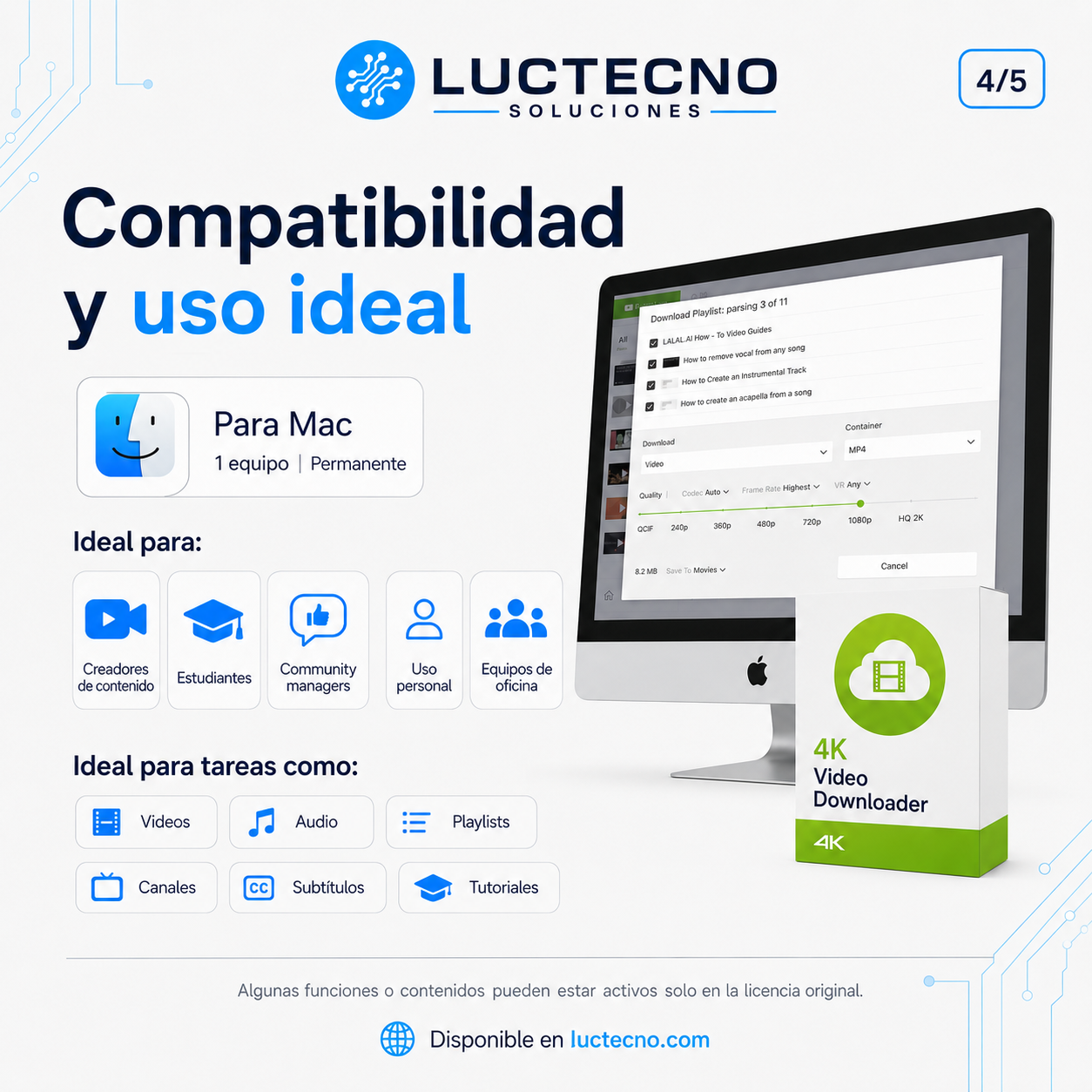 4K Video Downloader v25.4 para Mac | Descarga de videos, playlists y audio en alta calidad