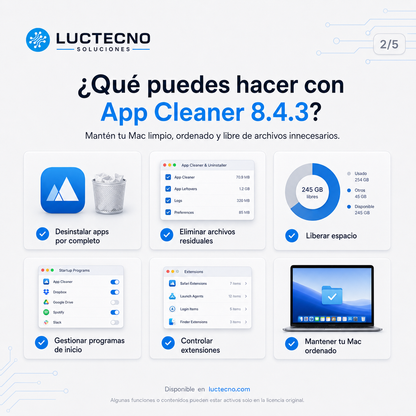 App Cleaner 8.4.3 para Mac | Desinstalador, limpieza de apps y optimización del sistema