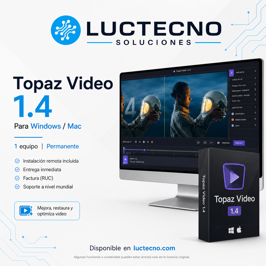 Topaz Video 1.4 para Windows y Mac | Mejora de video con IA, escalado y restauración profesional