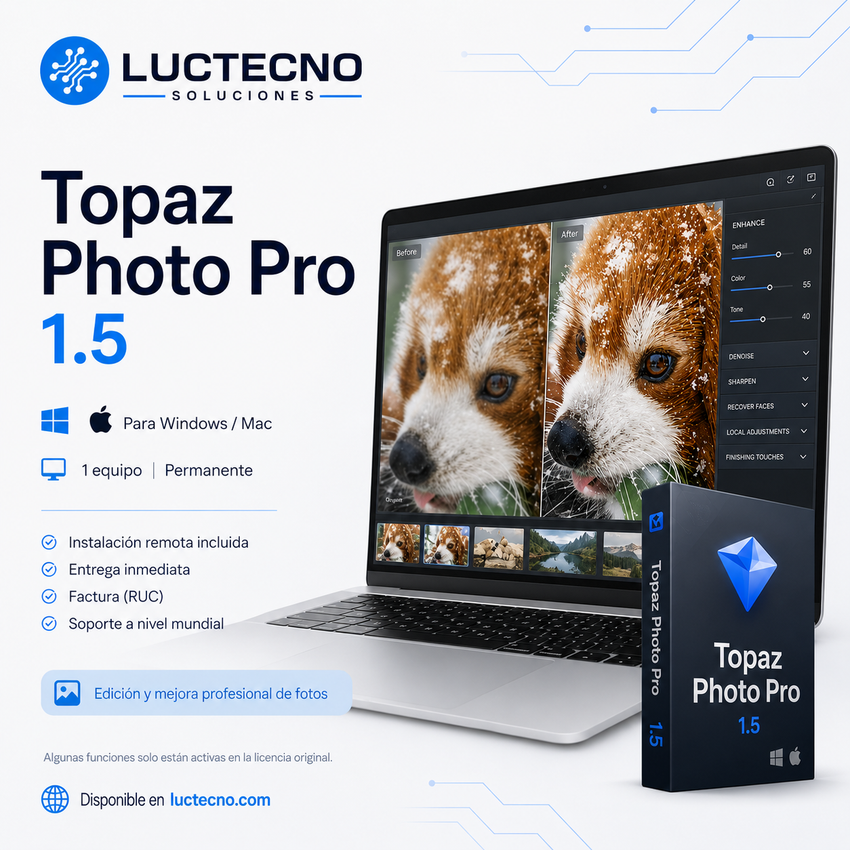 Topaz Photo Pro 1.5 para Windows y Mac | Mejora de fotos con IA, nitidez y reducción de ruido