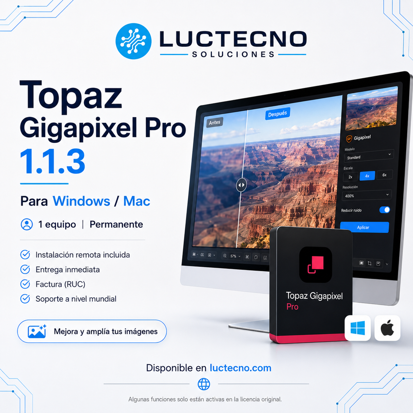 Topaz Gigapixel Pro 1.1.3 para Windows y Mac | Ampliación de imágenes con IA y mejora de resolución