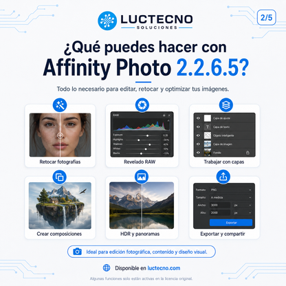 Affinity Photo 2.2.6.5 para Windows y Mac | Edición fotográfica, retoque profesional y diseño visual