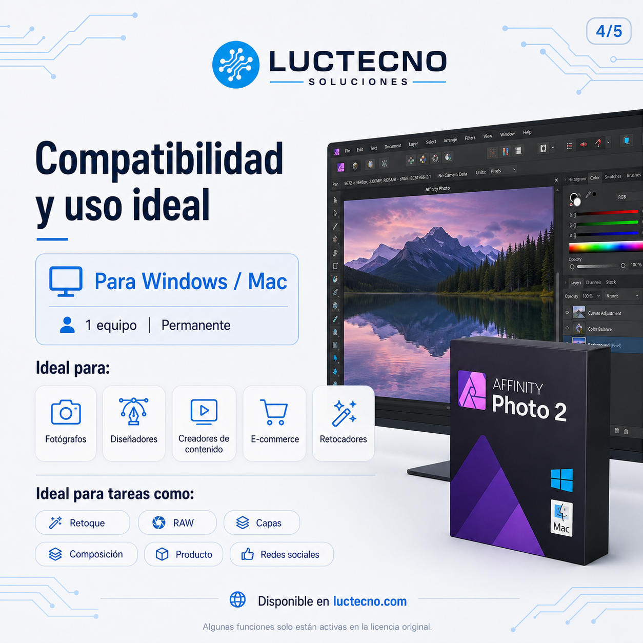 Affinity Photo 2.2.6.5 para Windows y Mac | Edición fotográfica, retoque profesional y diseño visual