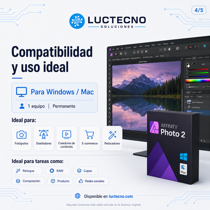 Affinity Photo 2.2.6.5 para Windows y Mac | Edición fotográfica, retoque profesional y diseño visual