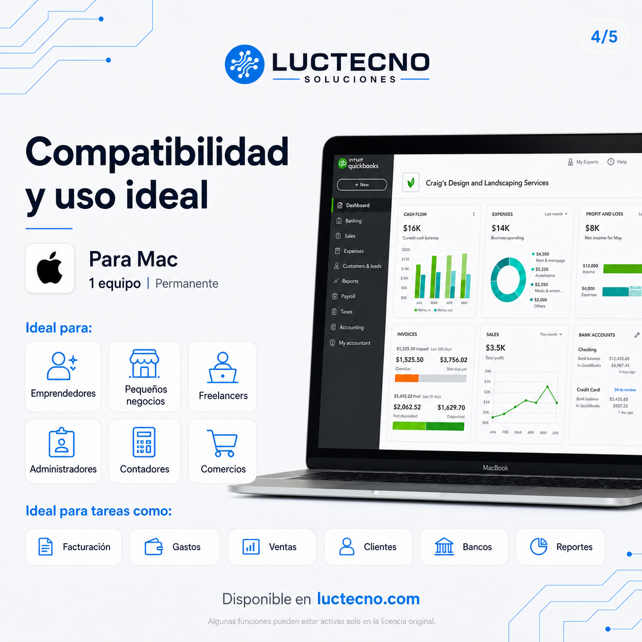 QuickBooks Mac Plus 2024 v23.1.5 R6 para Mac | Contabilidad, facturación y gestión financiera para negocios