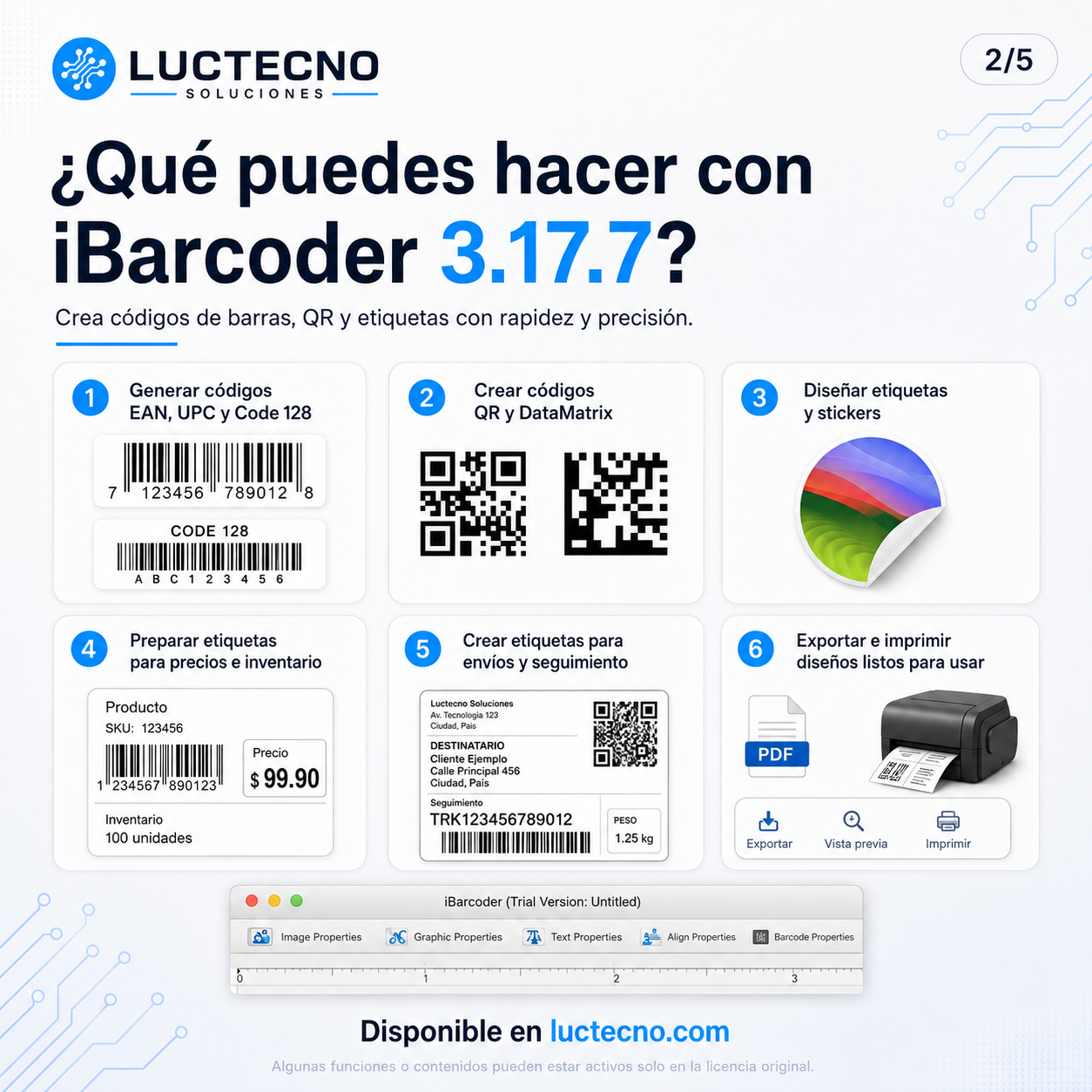iBarcoder 3.17.7 para Mac | Generador de códigos de barras, QR y etiquetas profesionales