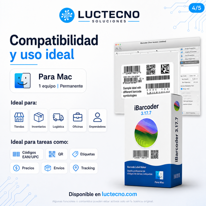 iBarcoder 3.17.7 para Mac | Generador de códigos de barras, QR y etiquetas profesionales