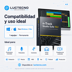 n-Track Studio Suite 10.3 para Windows y Mac | DAW profesional para grabación, mezcla y producción musical