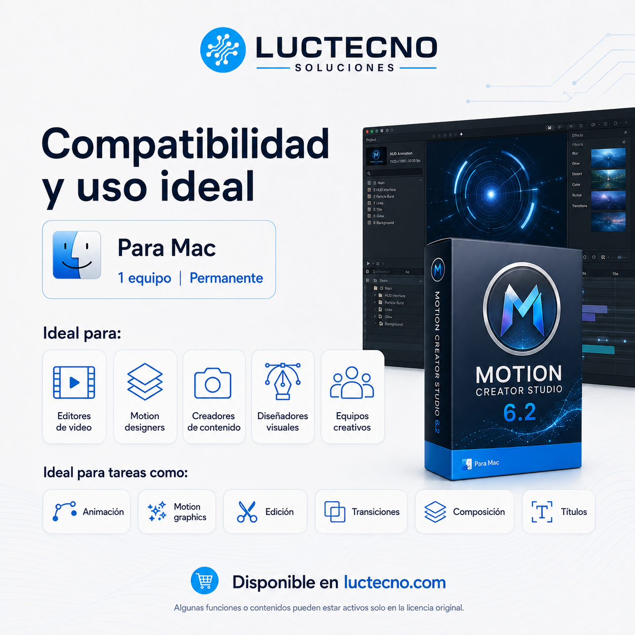 Motion Creator Studio 6.2 para Mac | Motion graphics, títulos 2D/3D y efectos visuales