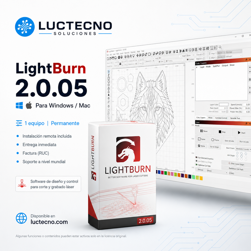 LightBurn 2.0.05 para Windows y Mac | Diseño, grabado y corte láser profesional