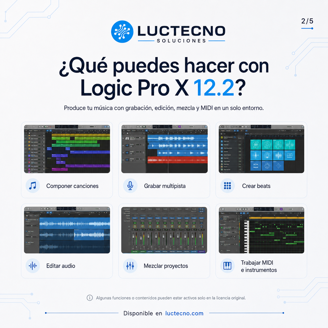Logic Pro X 12.2 para Mac | Producción musical, grabación, mezcla y mastering profesional