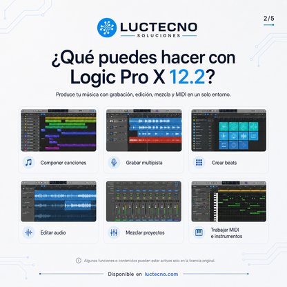 Logic Pro X 12.2 para Mac | Producción musical, grabación, mezcla y mastering profesional