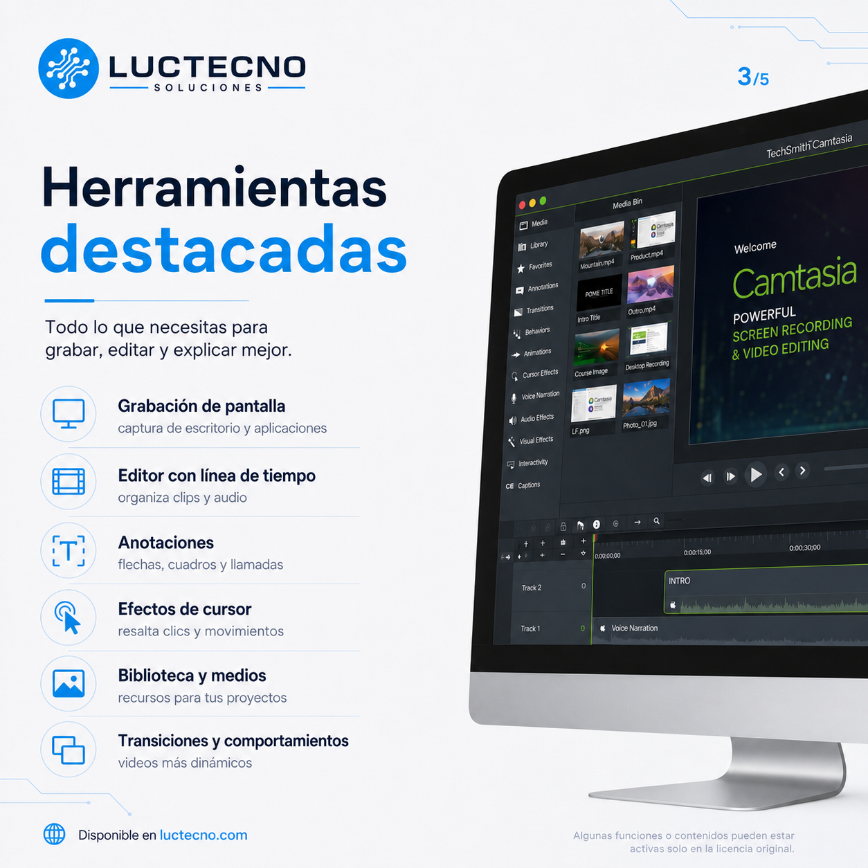 Camtasia 2026 para Mac | Grabación de pantalla, edición de video y tutoriales profesionales