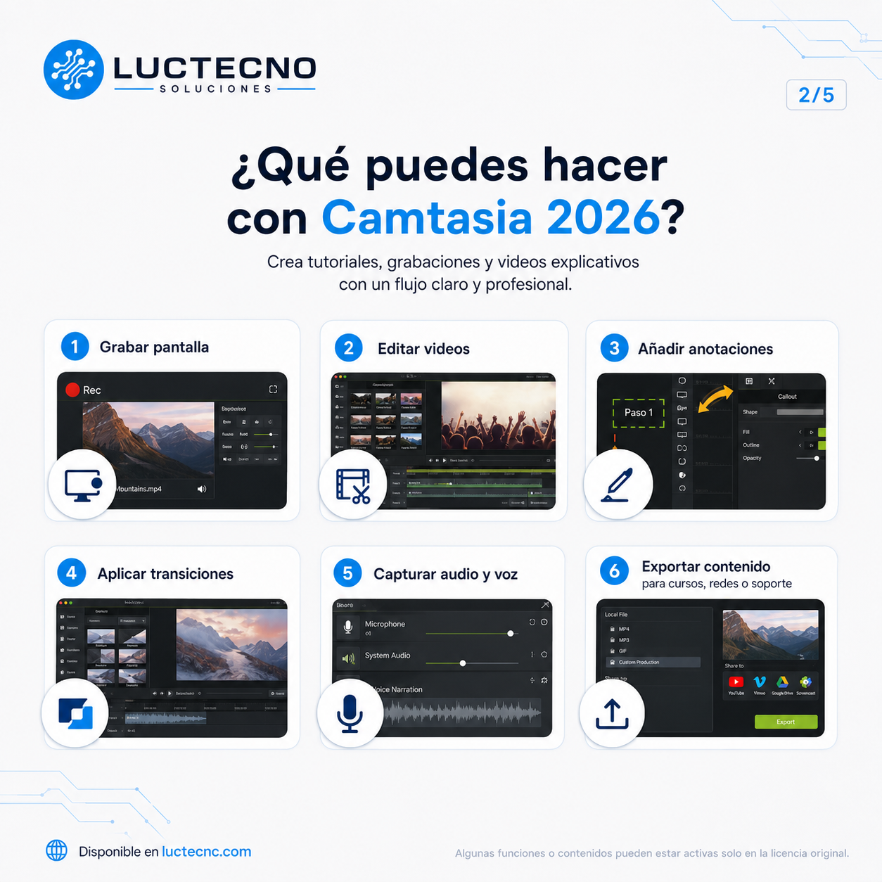 Camtasia 2026 para Mac | Grabación de pantalla, edición de video y tutoriales profesionales