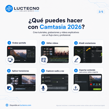Camtasia 2026 para Mac | Grabación de pantalla, edición de video y tutoriales profesionales