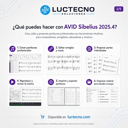 Avid Sibelius 2025.4 para Windows y Mac | Notación musical, composición y partituras profesionales