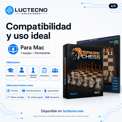 SparkChess 14.0.3 para Mac | Juego de ajedrez, práctica y entrenamiento estratégico