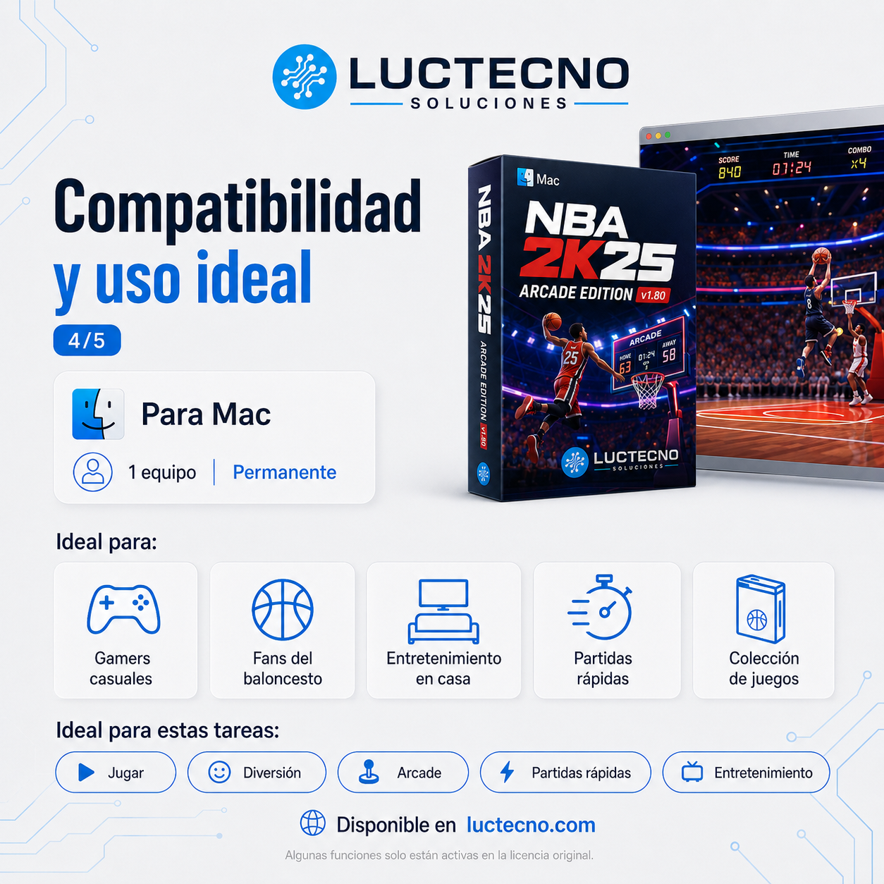 NBA 2K25 Arcade Edition v1.80 para Mac | Juego de baloncesto, carrera NBA y streetball