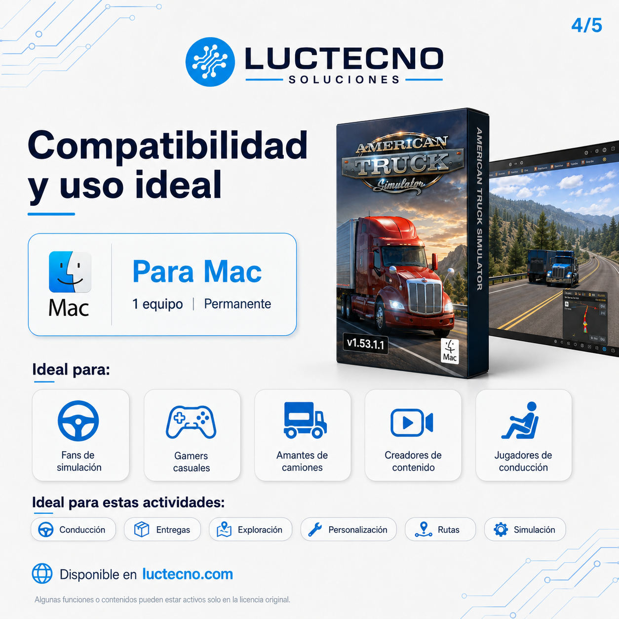 American Truck Simulator v1.53.1.1 para Mac | Simulador de camiones, rutas y transporte de carga