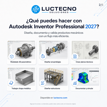 Autodesk Inventor Professional 2027 para Windows | Diseño mecánico 3D, simulación y fabricación profesional