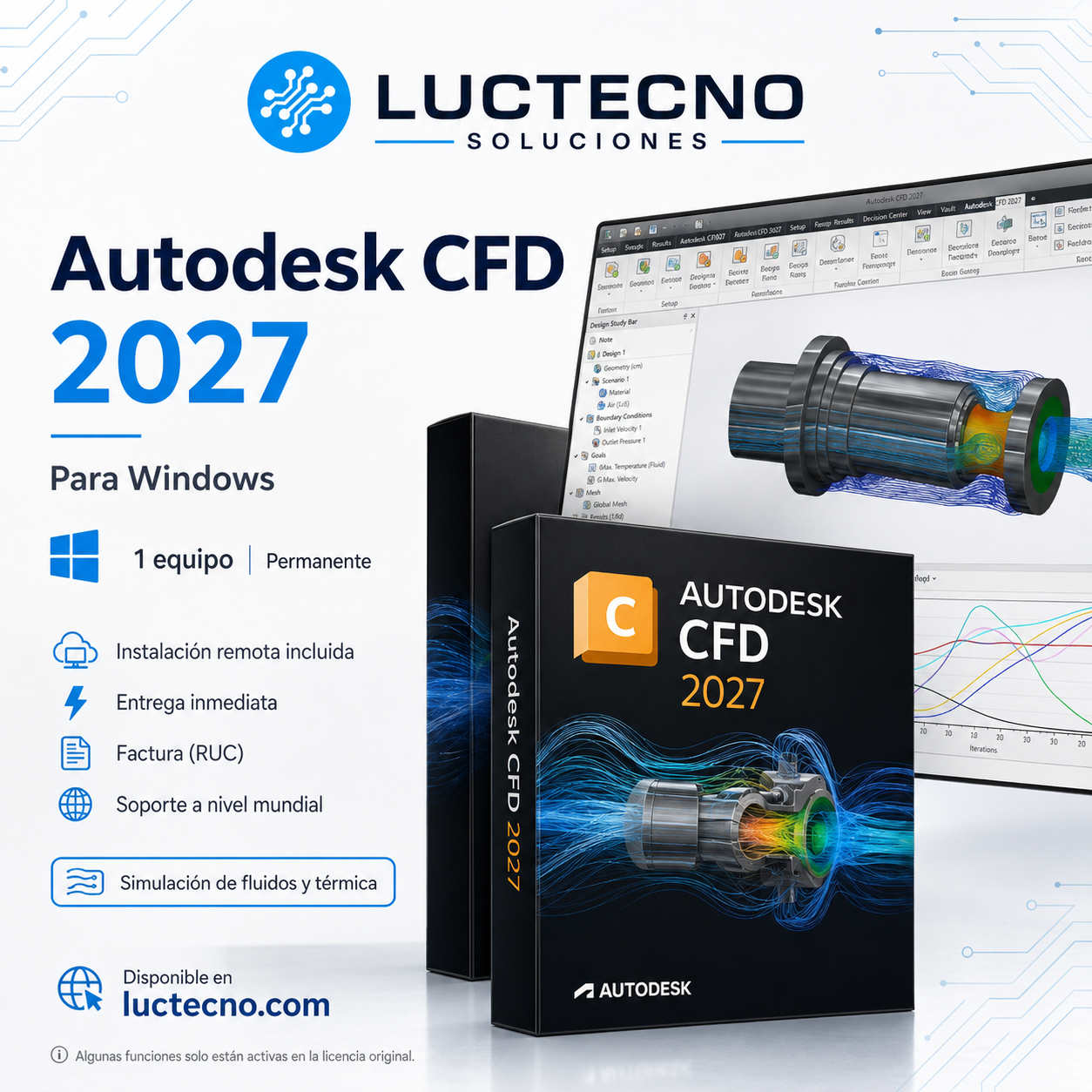 Autodesk CFD 2027 para Windows | Simulación de fluidos, gases y análisis térmico profesional