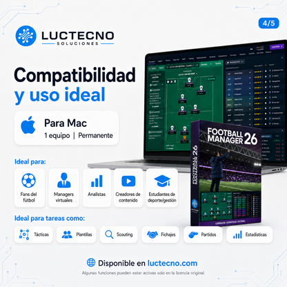 Football Manager 2026 para Mac | Simulador de gestión futbolística, tácticas y carrera profesional