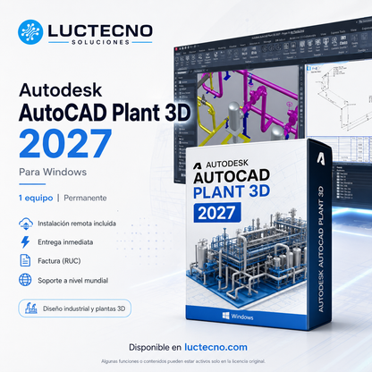 Autodesk AutoCAD Plant 3D 2027 para Windows | Diseño de plantas industriales, P&ID y tuberías 3D
