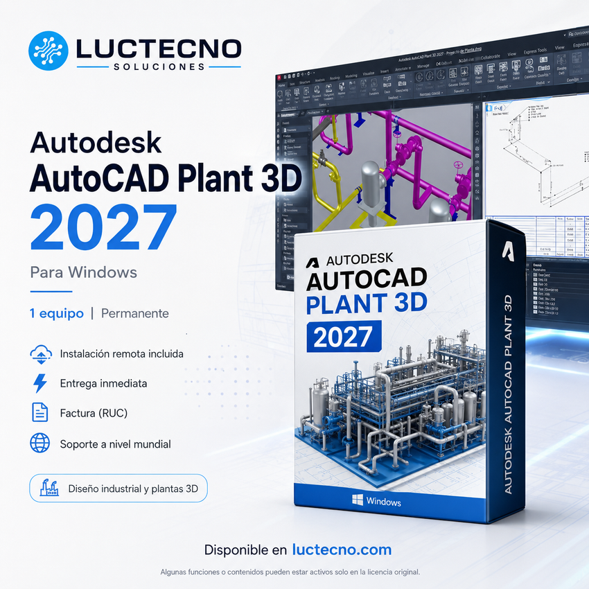 Autodesk AutoCAD Plant 3D 2027 para Windows | Diseño de plantas industriales, P&ID y tuberías 3D