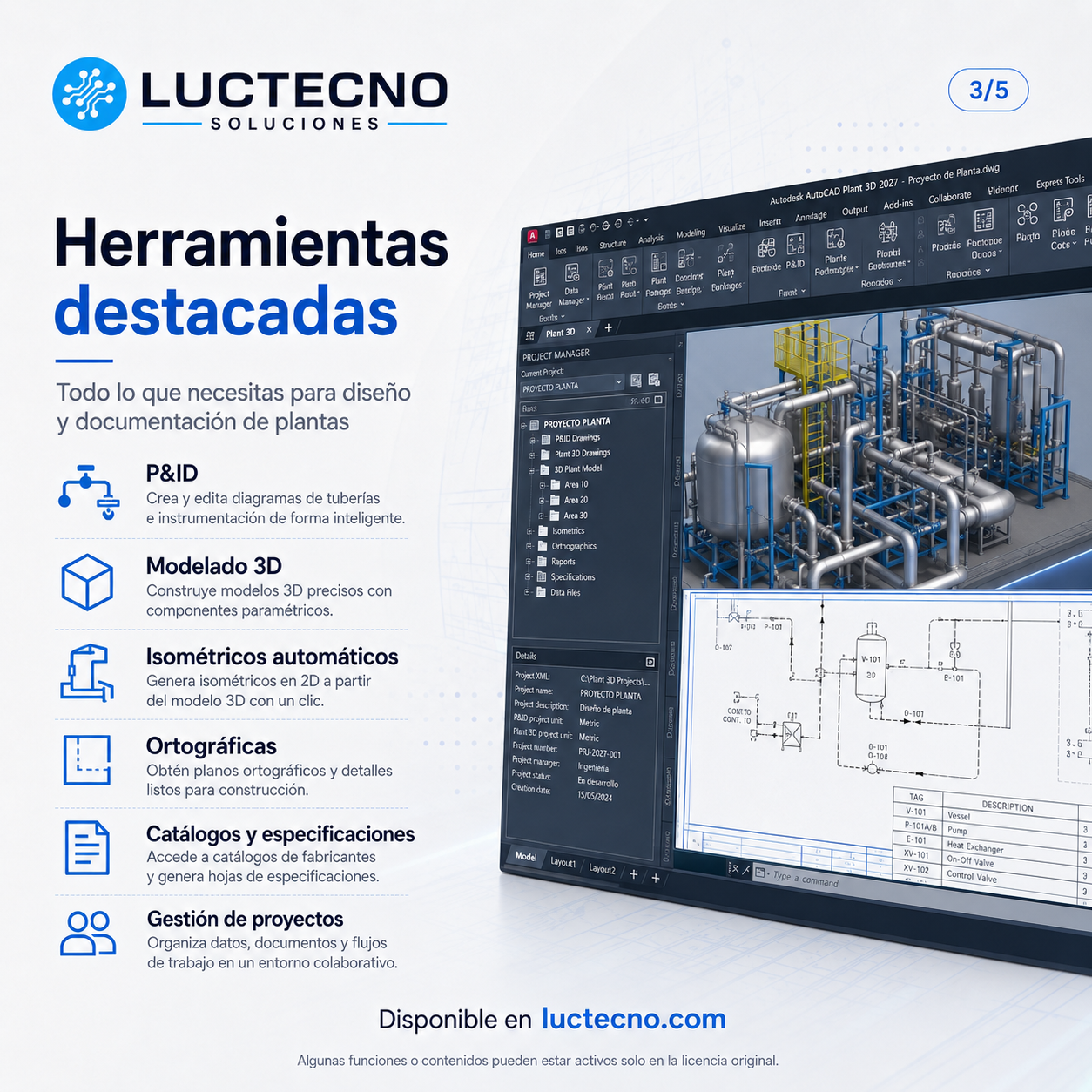 Autodesk AutoCAD Plant 3D 2027 para Windows | Diseño de plantas industriales, P&ID y tuberías 3D