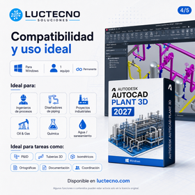 Autodesk AutoCAD Plant 3D 2027 para Windows | Diseño de plantas industriales, P&ID y tuberías 3D