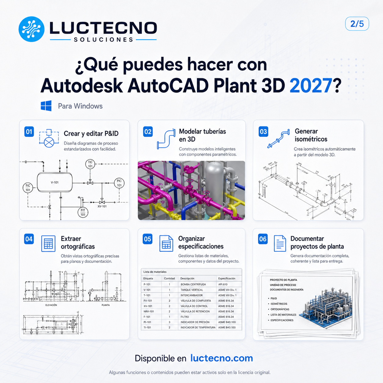 Autodesk AutoCAD Plant 3D 2027 para Windows | Diseño de plantas industriales, P&ID y tuberías 3D