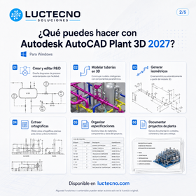 Autodesk AutoCAD Plant 3D 2027 para Windows | Diseño de plantas industriales, P&ID y tuberías 3D