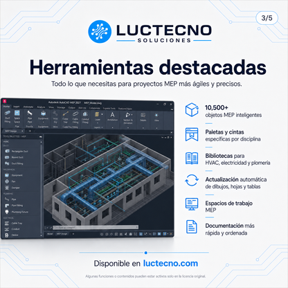 Autodesk AutoCAD MEP 2027 para Windows | Diseño MEP, HVAC, eléctrico y sanitario profesional
