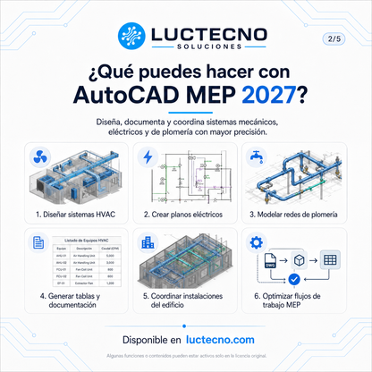 Autodesk AutoCAD MEP 2027 para Windows | Diseño MEP, HVAC, eléctrico y sanitario profesional