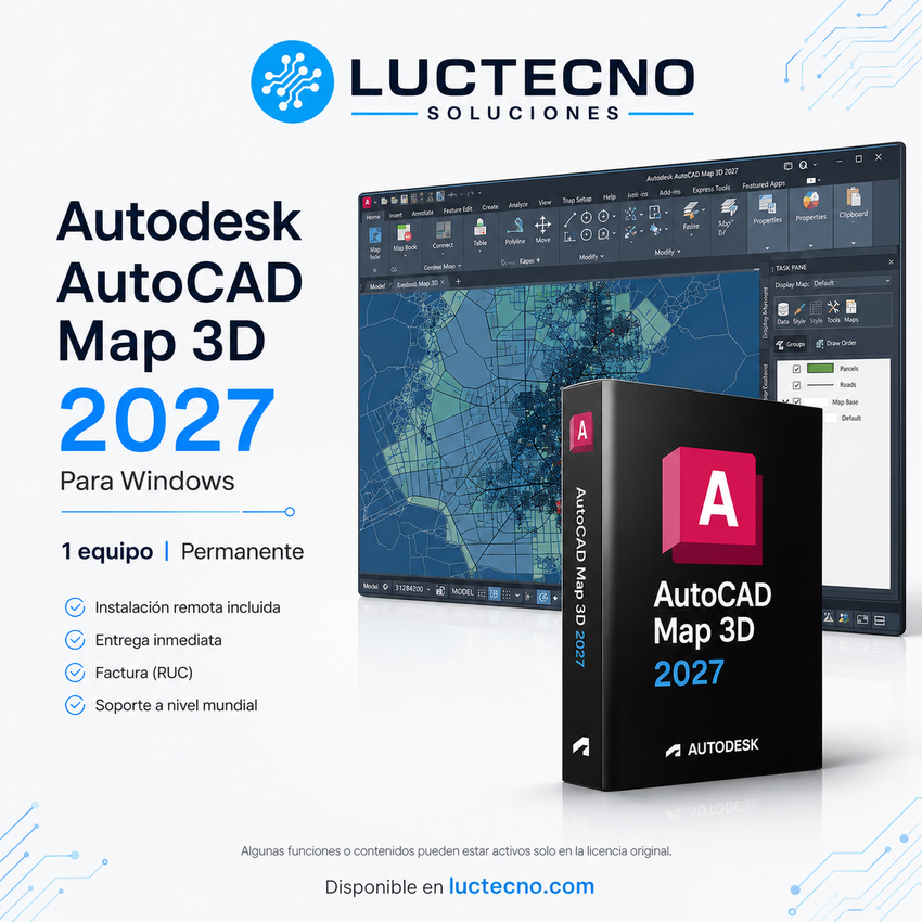 Autodesk AutoCAD Map 3D 2027 para Windows | Cartografía GIS, datos geoespaciales y diseño de infraestructura