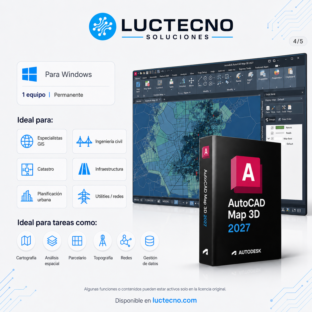 Autodesk AutoCAD Map 3D 2027 para Windows | Cartografía GIS, datos geoespaciales y diseño de infraestructura
