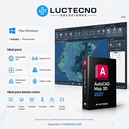 Autodesk AutoCAD Map 3D 2027 para Windows | Cartografía GIS, datos geoespaciales y diseño de infraestructura