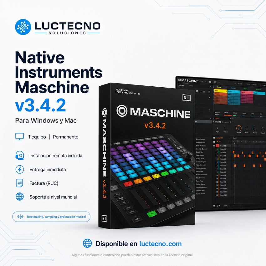 Native Instruments Maschine v3.4.2 para Windows y Mac | Producción musical, beats y sampling profesional