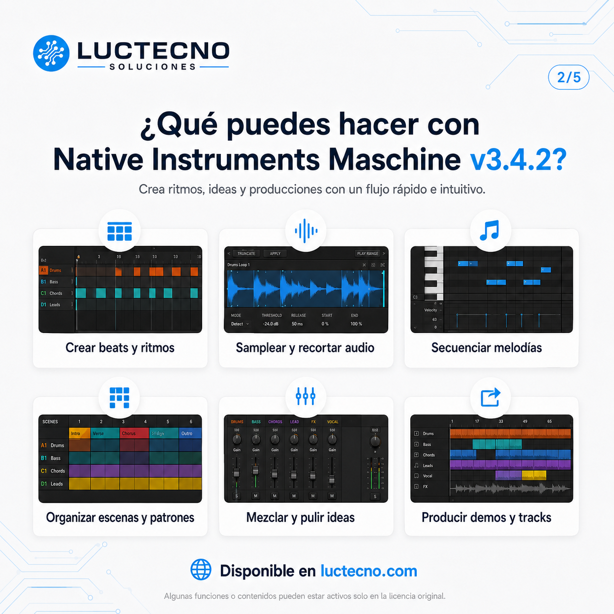 Native Instruments Maschine v3.4.2 para Windows y Mac | Producción musical, beats y sampling profesional