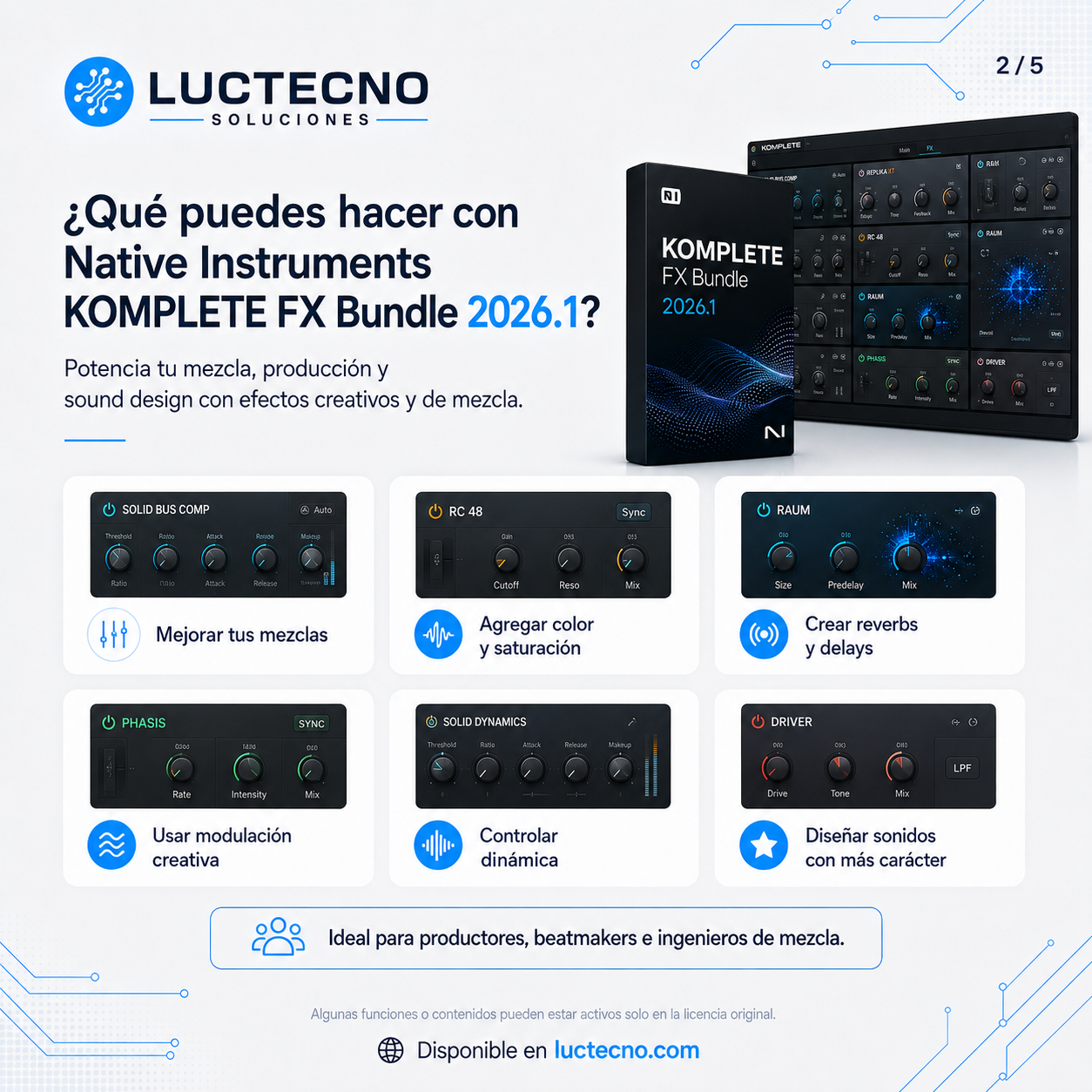Native Instruments KOMPLETE FX Bundle 2026.1 para Windows y Mac | Plugins de efectos, mezcla y sonido profesional