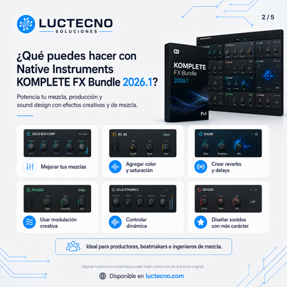 Native Instruments KOMPLETE FX Bundle 2026.1 para Windows y Mac | Plugins de efectos, mezcla y sonido profesional