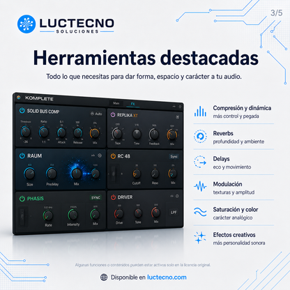 Native Instruments KOMPLETE FX Bundle 2026.1 para Windows y Mac | Plugins de efectos, mezcla y sonido profesional