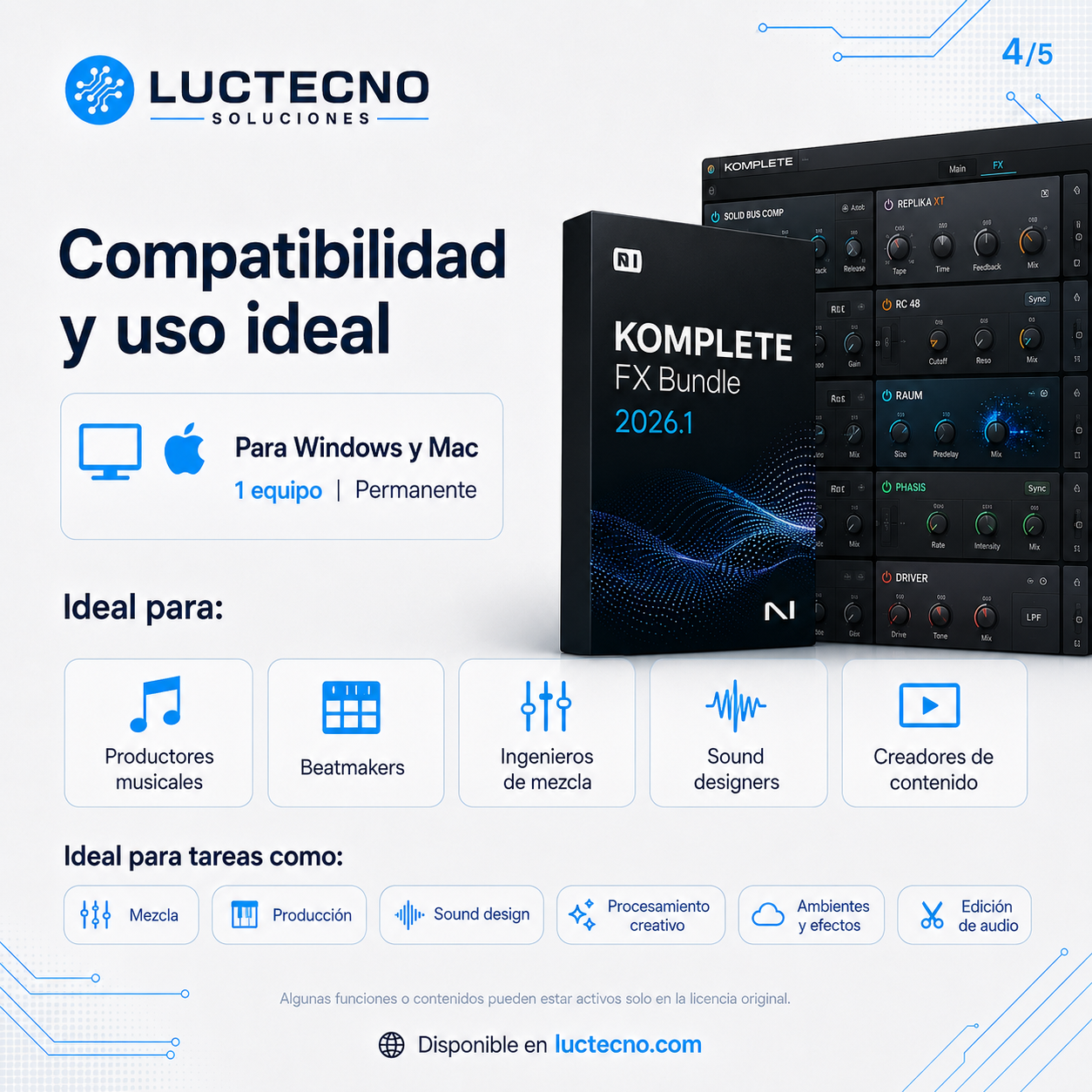 Native Instruments KOMPLETE FX Bundle 2026.1 para Windows y Mac | Plugins de efectos, mezcla y sonido profesional