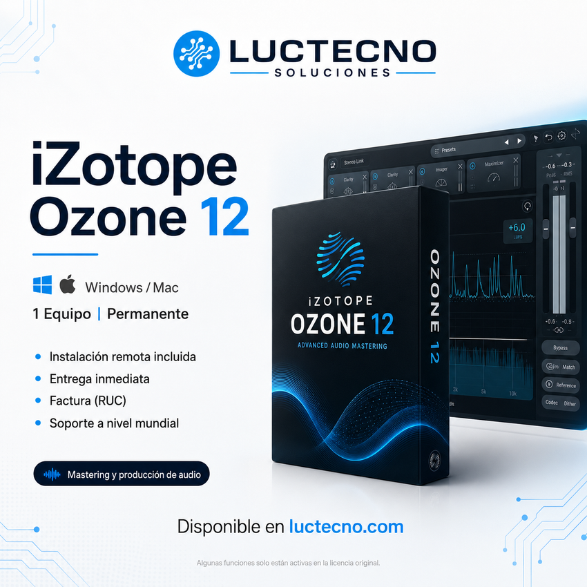 iZotope Ozone 12 para Windows y Mac | Mastering profesional, mezcla final y optimización de audio