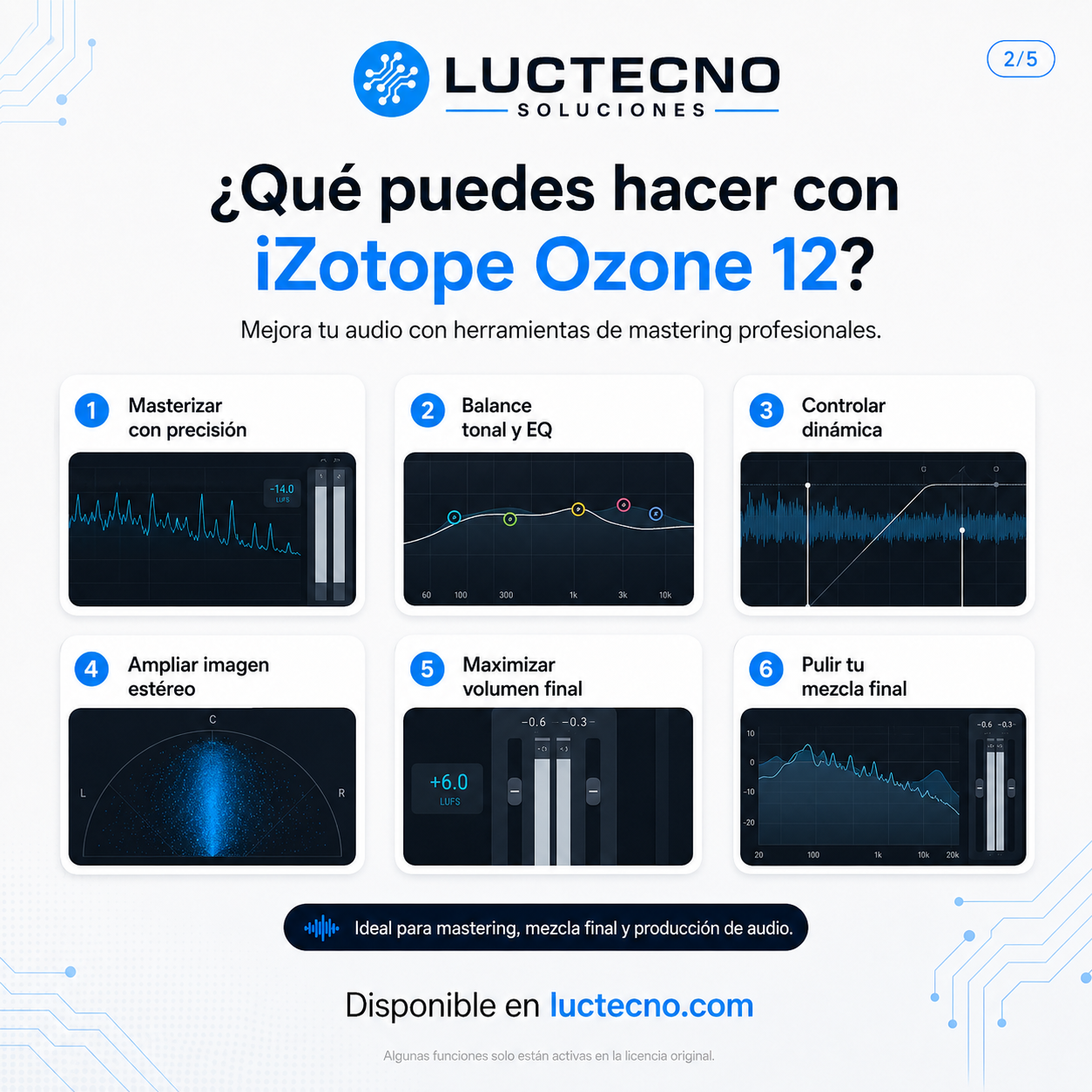 iZotope Ozone 12 para Windows y Mac | Mastering profesional, mezcla final y optimización de audio