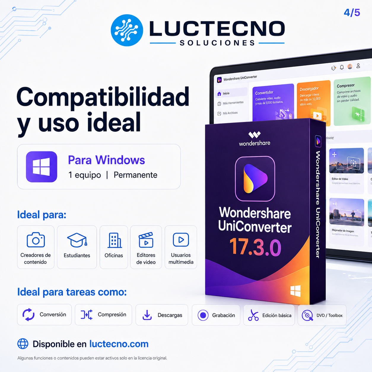 Wondershare UniConverter 17.3.0 para Windows | Convertidor, compresor y editor de video profesional