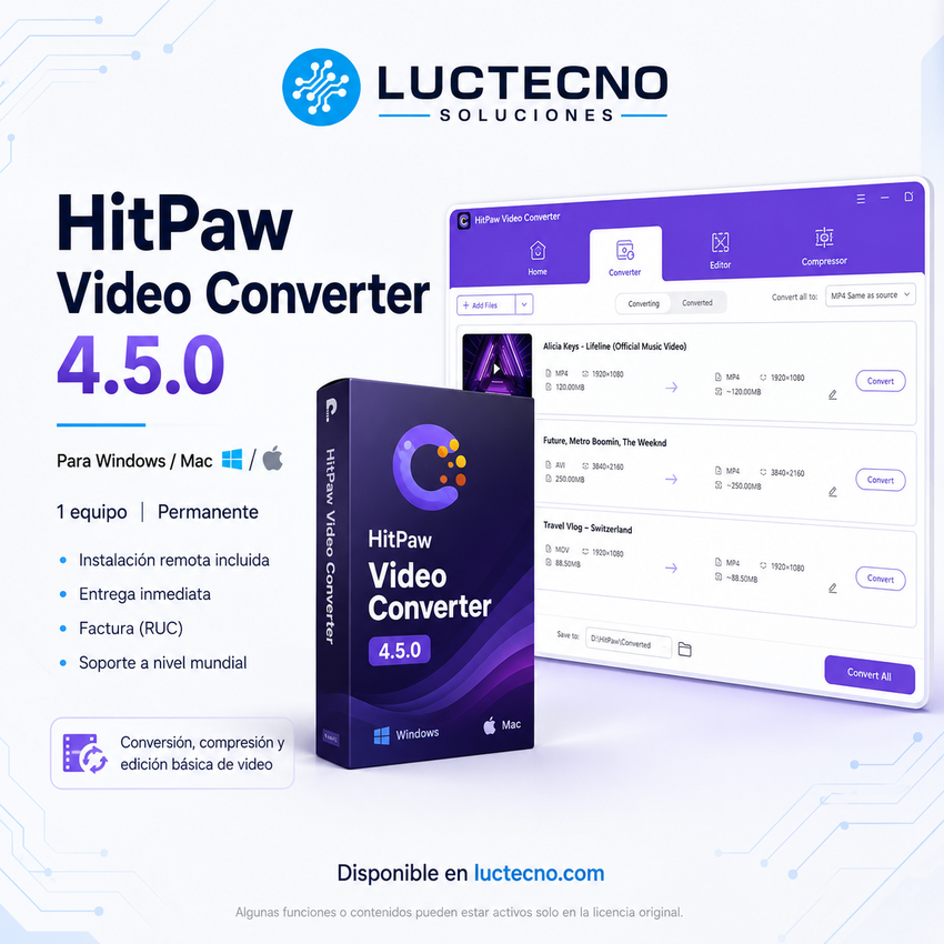 HitPaw Video Converter 4.5.0 para Windows y Mac | Convertidor, compresor y gestor multimedia profesional